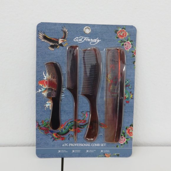 (#K-1) Ed Hardy 4 pc Professional Comb Set - Picture 1 of 4